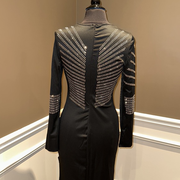 Drilling Side Slit Round Neck Maxi Dress - Picture 15 of 17